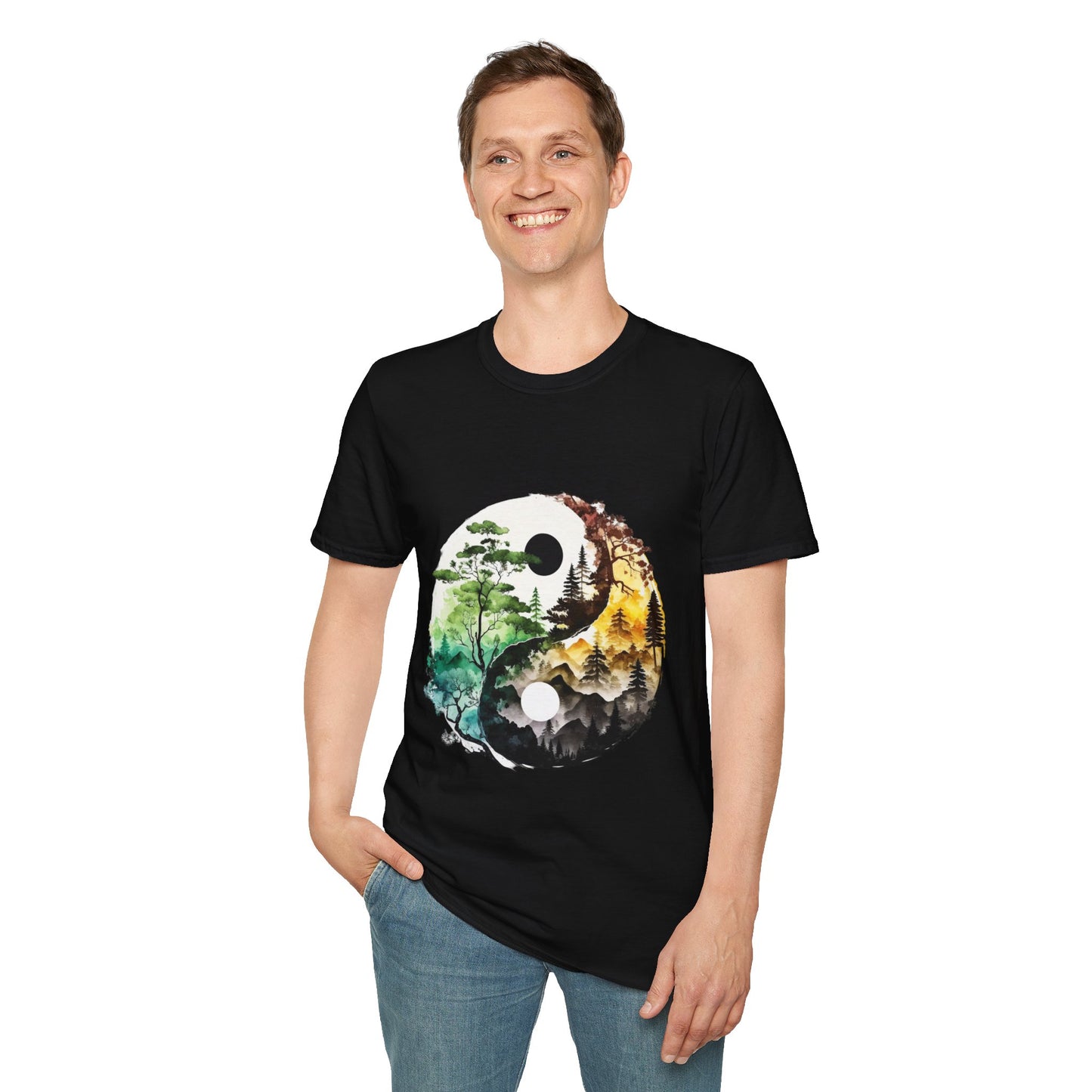 Yin Yang Design 1 Unisex Softstyle T-Shirt