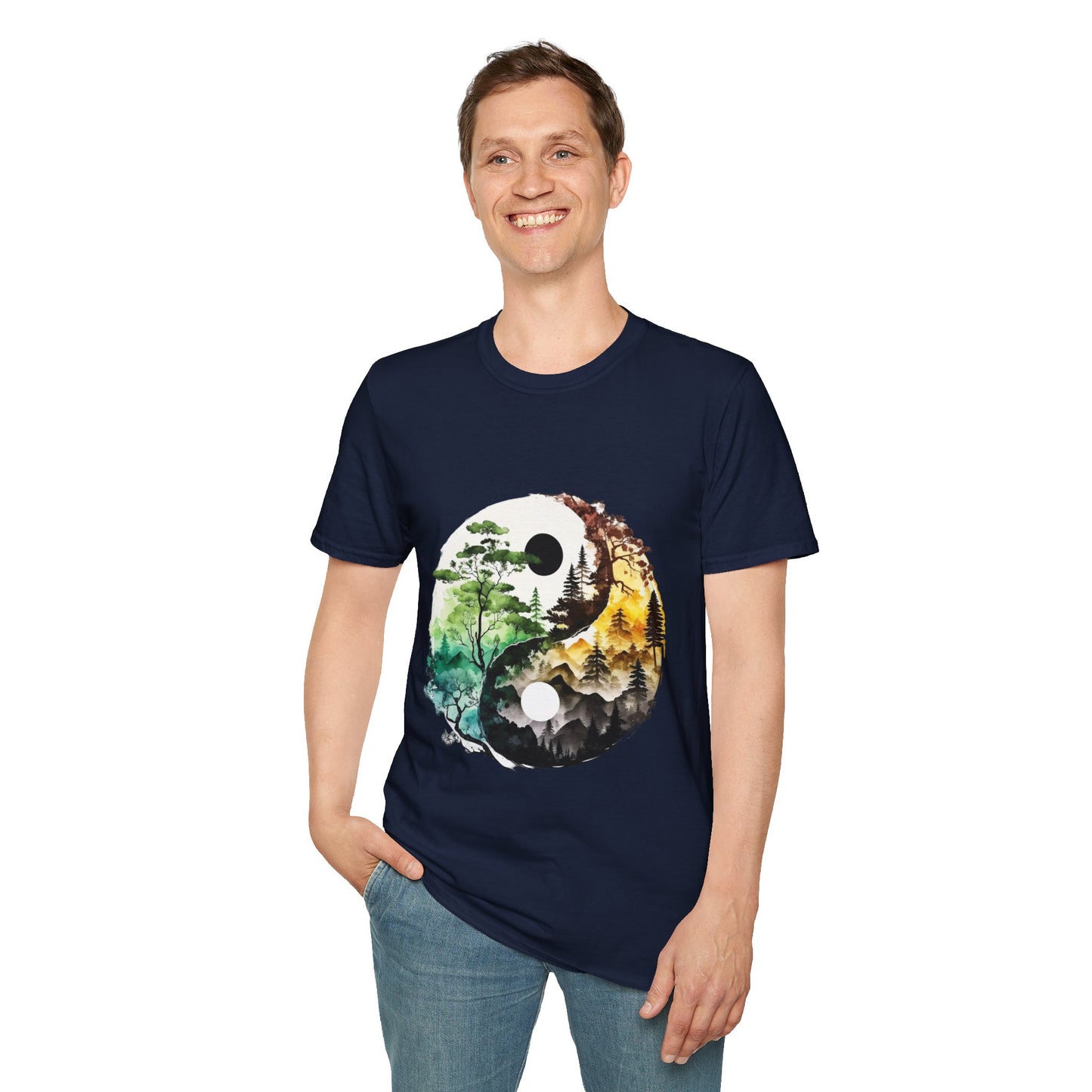 Yin Yang Design 1 Unisex Softstyle T-Shirt
