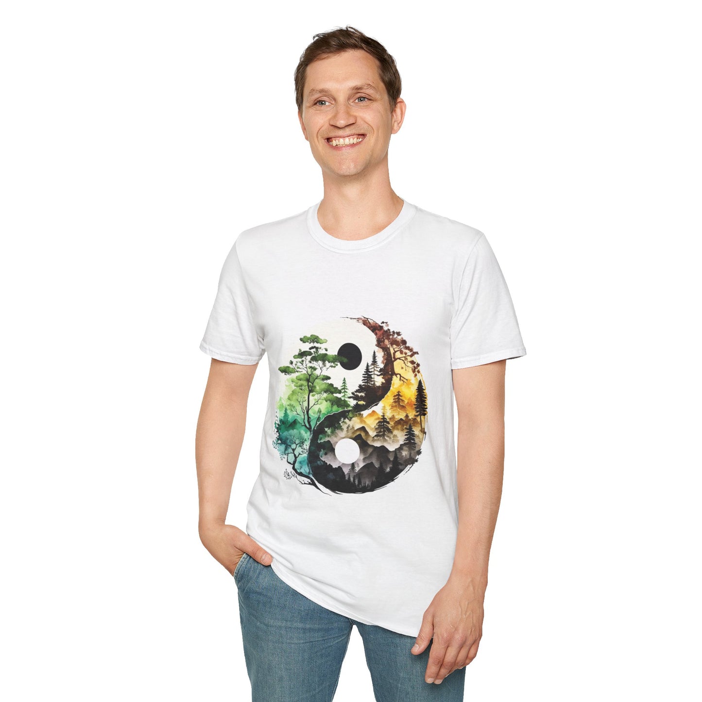 Yin Yang Design 1 Unisex Softstyle T-Shirt