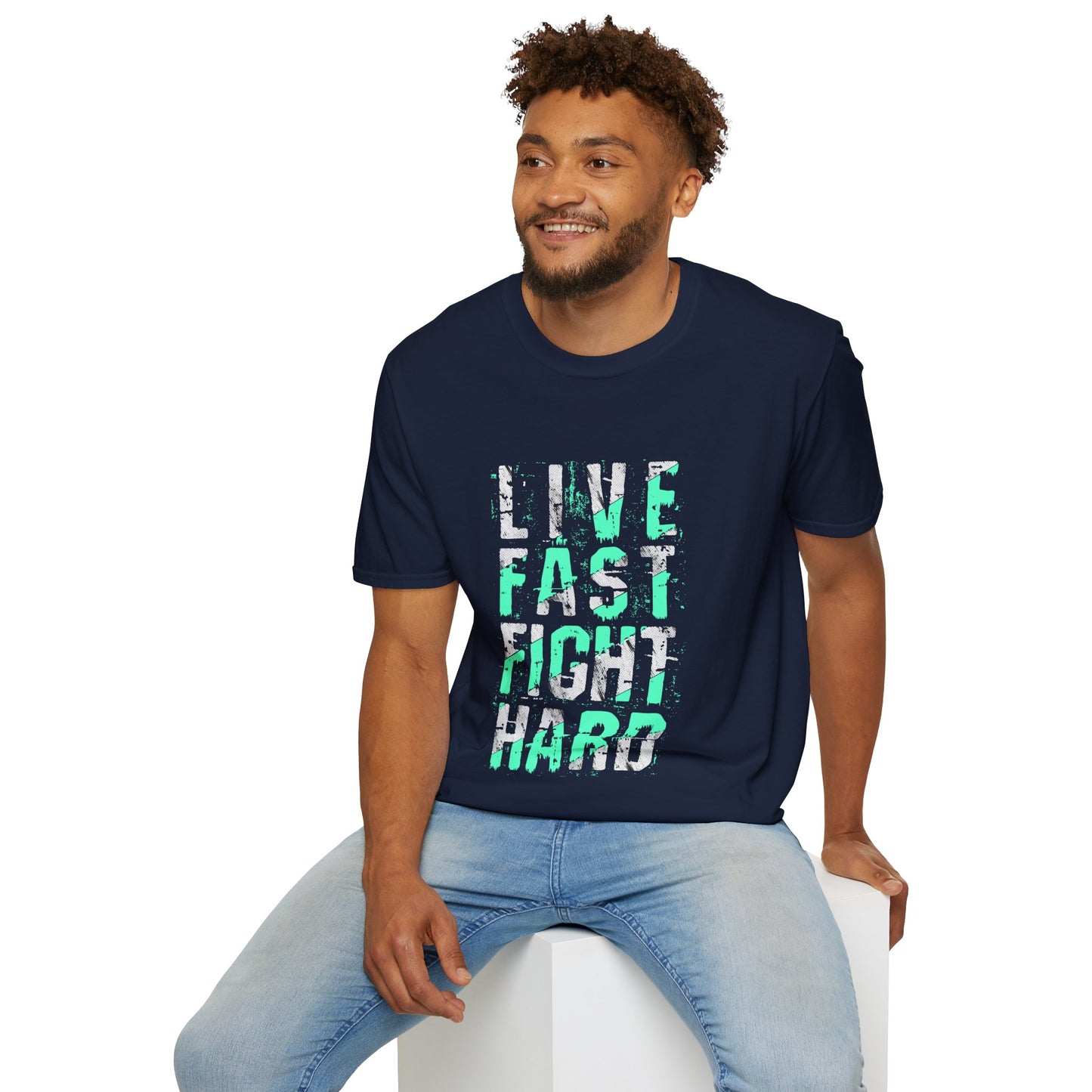 Live Fast Fight Hard Typography Unisex Softstyle T-Shirt
